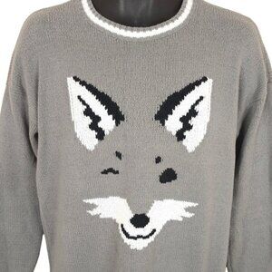 Winking Fox Sweater Womens Size Small Gray Hollister OVERSIZED
